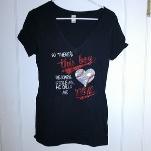 V neck tshirt. Baseball mom